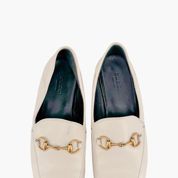 Gucci Brixton Horsebit Loafers EU 36.5 US 6.5 White Leather Flat Buckle Shoe - Picture 4 of 13
